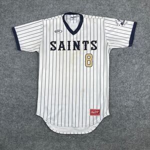 Rawlings Baseball Jersey Saints #8 Adult 40 Pinstripe V-Neck Team Sports